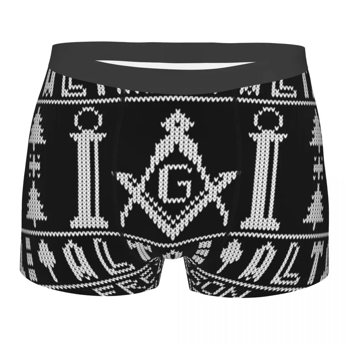 

Male Novelty Masonic Mason Freemason Pattern Underwear Boxer Briefs Stretch Shorts Panties Underpants