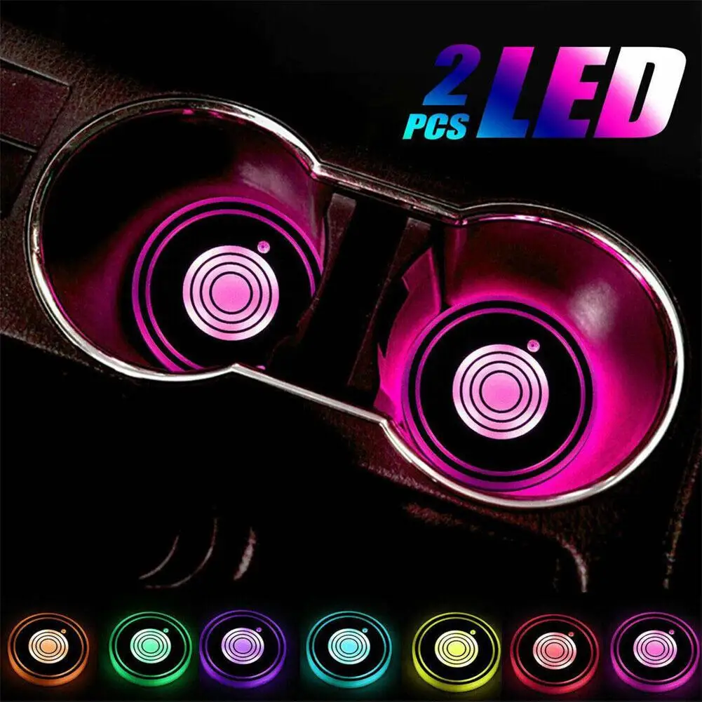 

Colorful Car Led Luminous Water Cup Pad Auto Cup Bottle Car Coaster Atmosphere Holder Decor Light Anti-slip Interi Pad Mats F5T5
