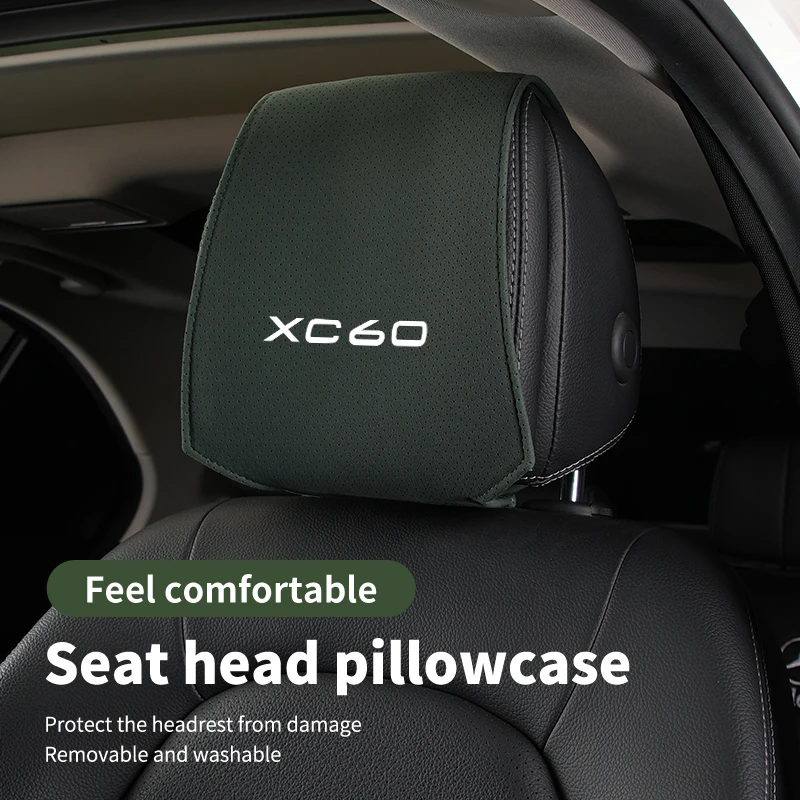 자동차 액세서리 모피 머리 받침 베개 보호대 커버, 볼보 XC60 T6 XC90 S60 C70 XC40 V40 XC70 V70 V60 V50 S80 S40 AWD V90
