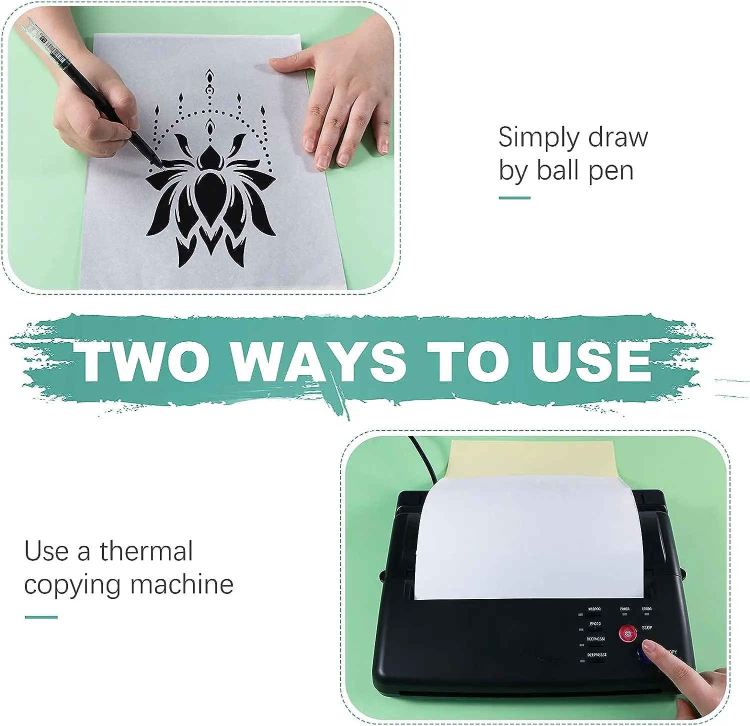 HTVRONT 40pcs Tattoo Transfer Paper Kit A4 Size Tattoo Stencil Paper Copy Thermal Copier Stencil Accessories