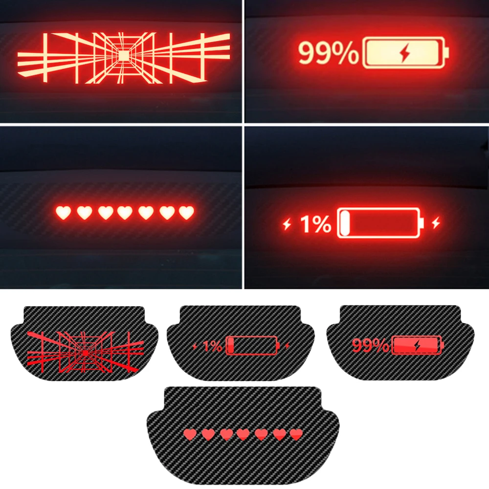 

For Tesla Model Y Car High Mounted Brake Lamp Carbon Car Brake Projection Board PVC Soft Decal Top Tail Light Emblem Stickers