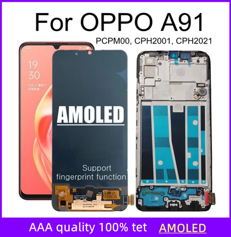 

ЖК-дисплей 6,4 дюйма AMOLED для OPPO A91, детали для замены ЖК-дисплея PCPM00, CPH2001, CPH2021