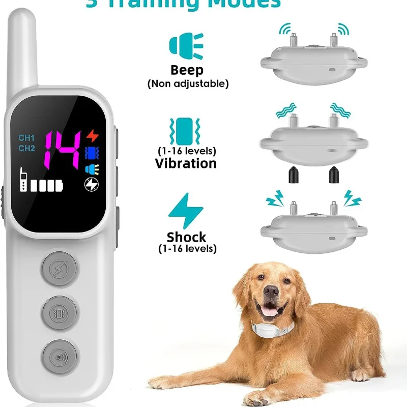 Small and Medium-sized Dog Training Electric Shock Collar 1000 Feet Remote Control Barking Device