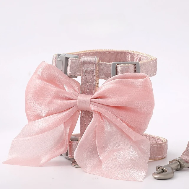 Cute Bowknot Cat Harness and Leash Adjustable Pet Harness with Traction Rope for Cat Kitten Puppy Rabbit Ferret 4