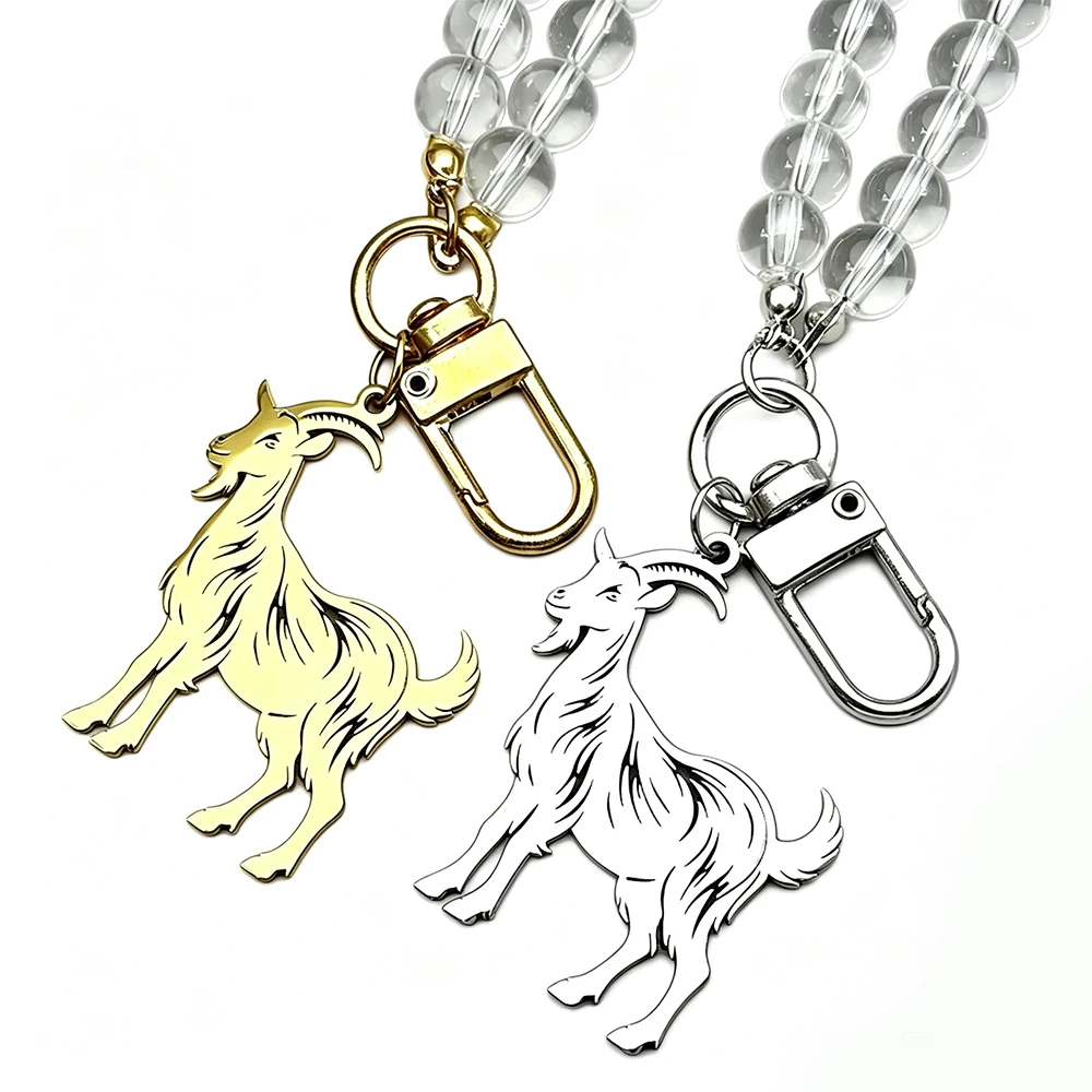 Nette Ziege Tier Schlüsselring Für Frauen Männer Edelstahl Gold Silber Farbe Männliche Mode Schafe Tasche Anhänger Schmuck Geschenke