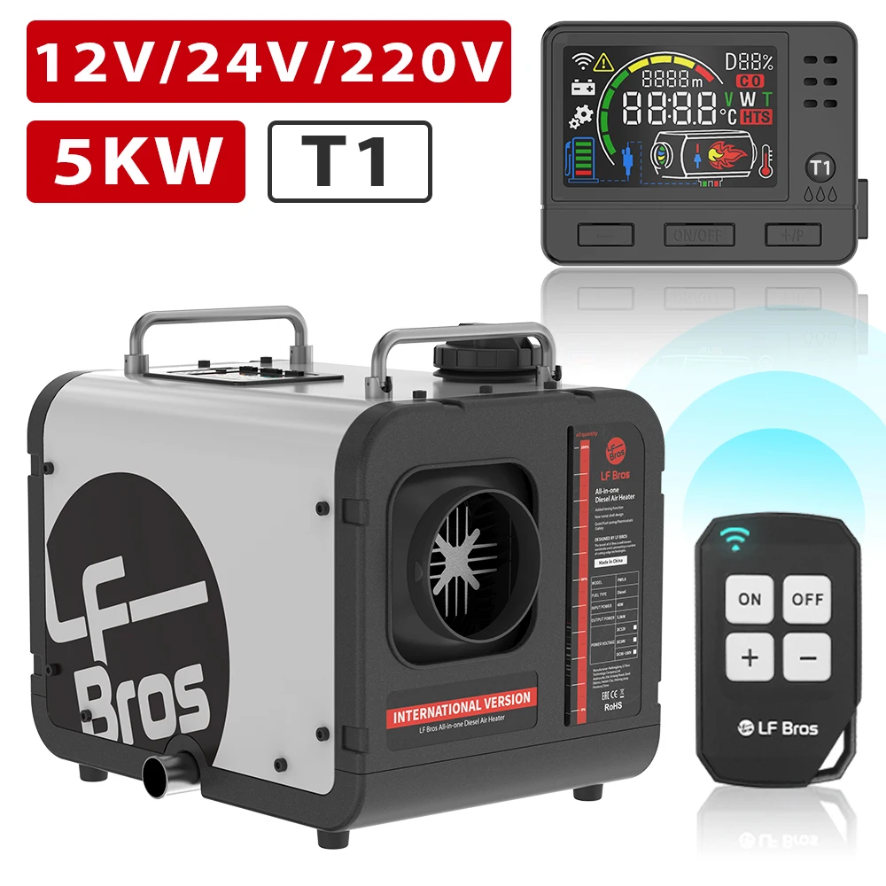 Lf bros 5kW Luft diesel heizung plus 12V 24V horizontal alles in einem 220V  Parka uto wärmer Matal Shell LCD-Schalter Timer Schall dämpfer