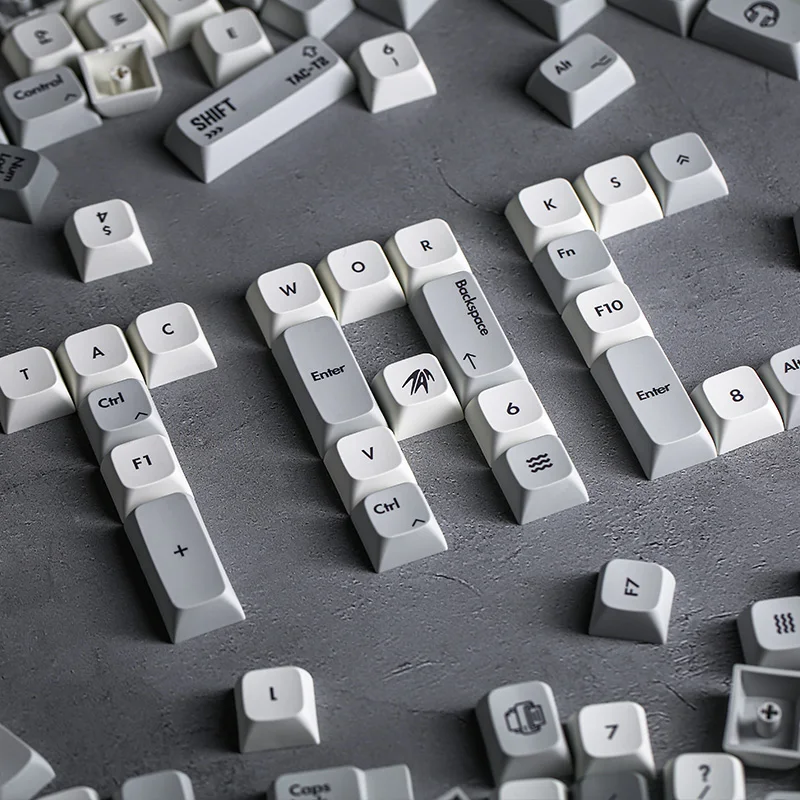 Echome-pbt Custom Keyboard Cap Grupo Vintage Cinza e Branco Keycap Xda Profile Acessórios Teclado Mecânico - Imagem 5