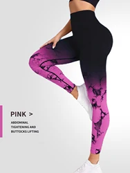 Vibrant Tie Dye Seamless High Waist Push Up Leggings - S (Tie dyed pink)