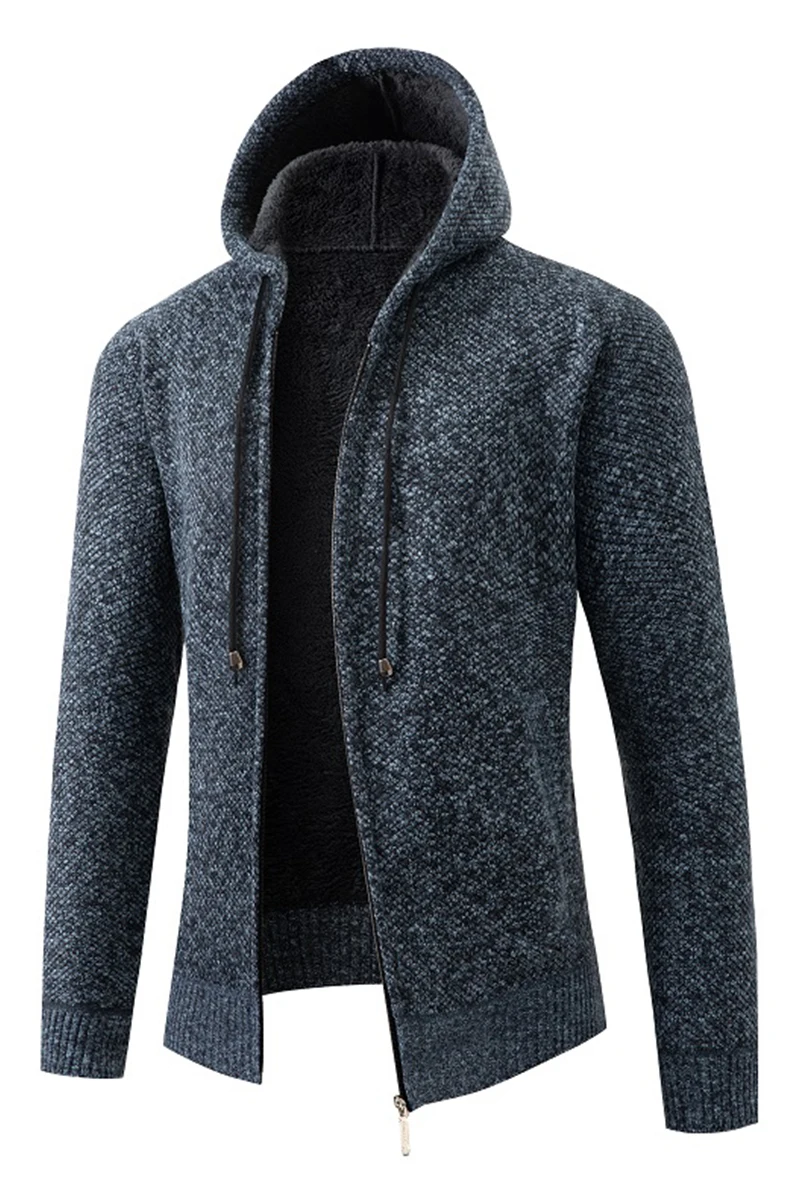 

Men's Solid Color Long Sleeve Hooded Knitted Cardigan - Trendy, Comfortable, and Versatile