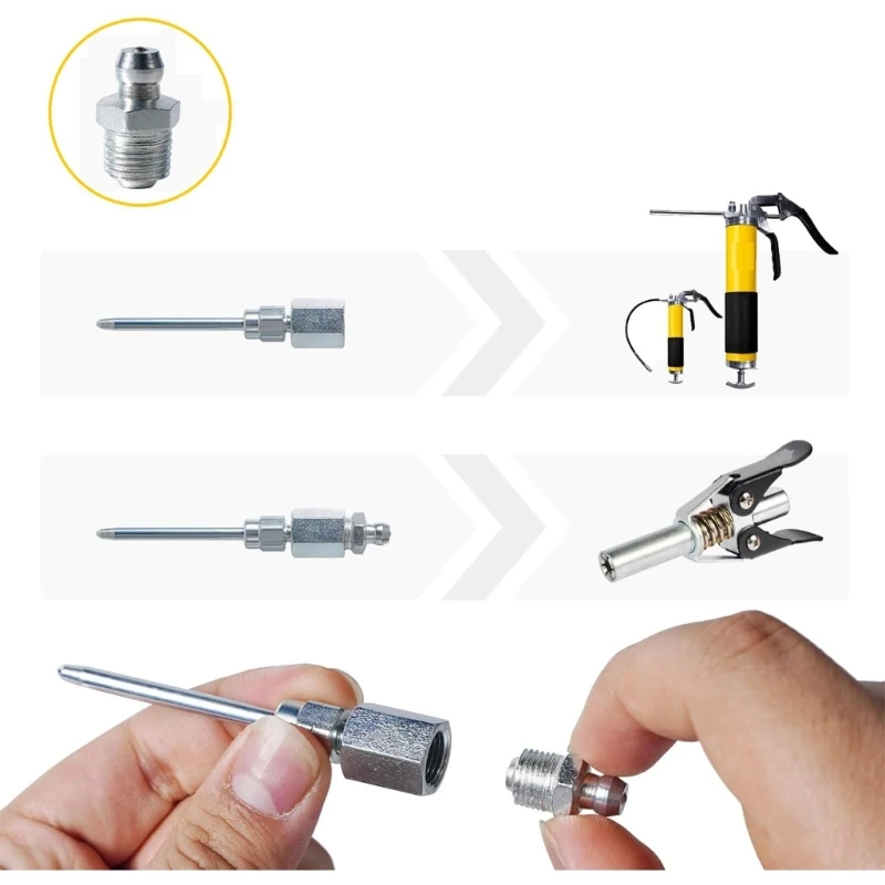 Grease Guns Needle Nozzle With Covers, 90 Degree Lubrication Tool Suitable for Hard to Reach Fittings Auto Repair Shops
