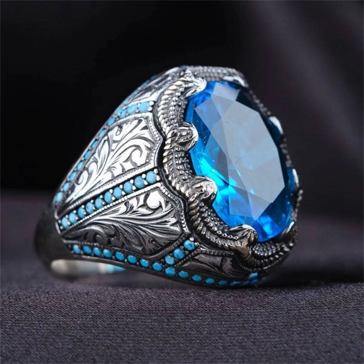 Anillo De Piedra Turca De Acero Inoxidable 316L Para Hombre, Nuevo Diseño único, CZ, Regalo De Joyería De Circón De Alta Calidad, 2024 - AliExprs 36