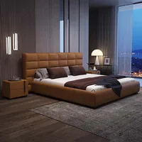 Lit double multifonction moderne et minimaliste, chambre à coucher Queen Size, rangement en bois, meubles de luxe 4