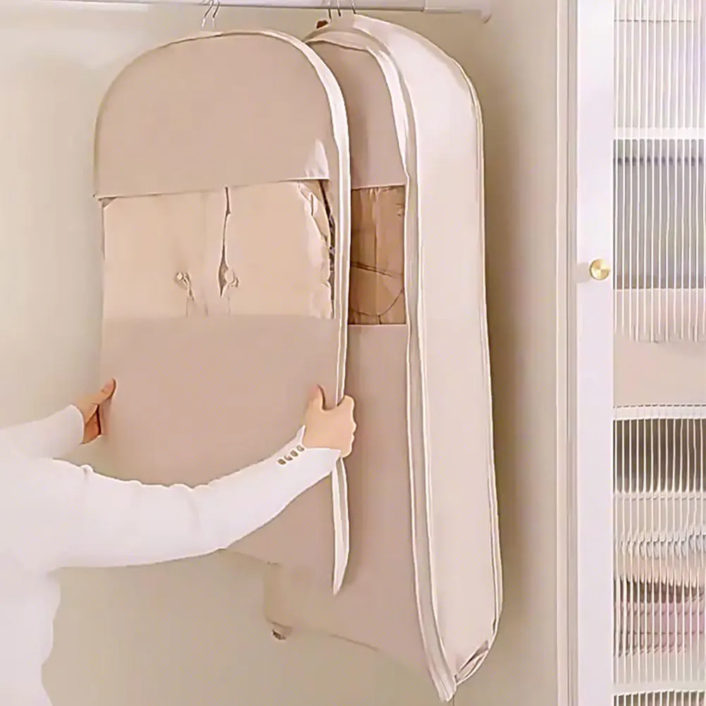 Space Saver Hanging Garment Bag with Self Compression Zipper Closet Organizer Dust Cover Suit Storage Bags High-Quality Coat Bag