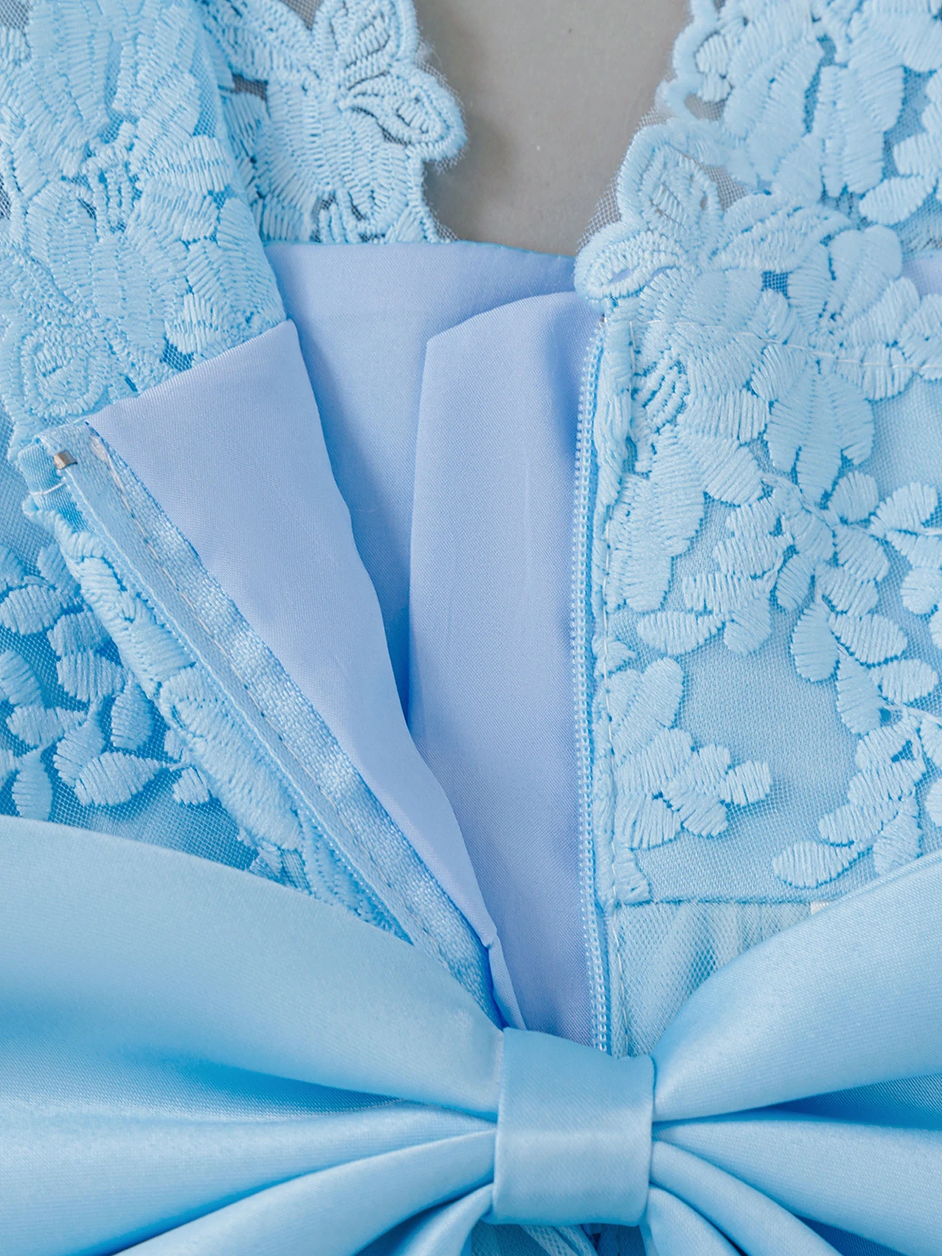 Adorable Blue Baby Party Dress with Large Bow and Puff Skirt