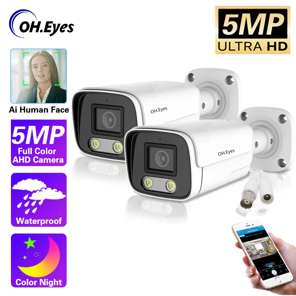 5MP Full Time Colorvu Security Camera AHD / TVI / CVI/CVBS Face Record Video Surveillance Camera Analog Bullet Camera 2MP 1080P xm hard disk video recorder nvr h265 monitoring host hd real time monitoring support mobile phone remote viewing intelligent