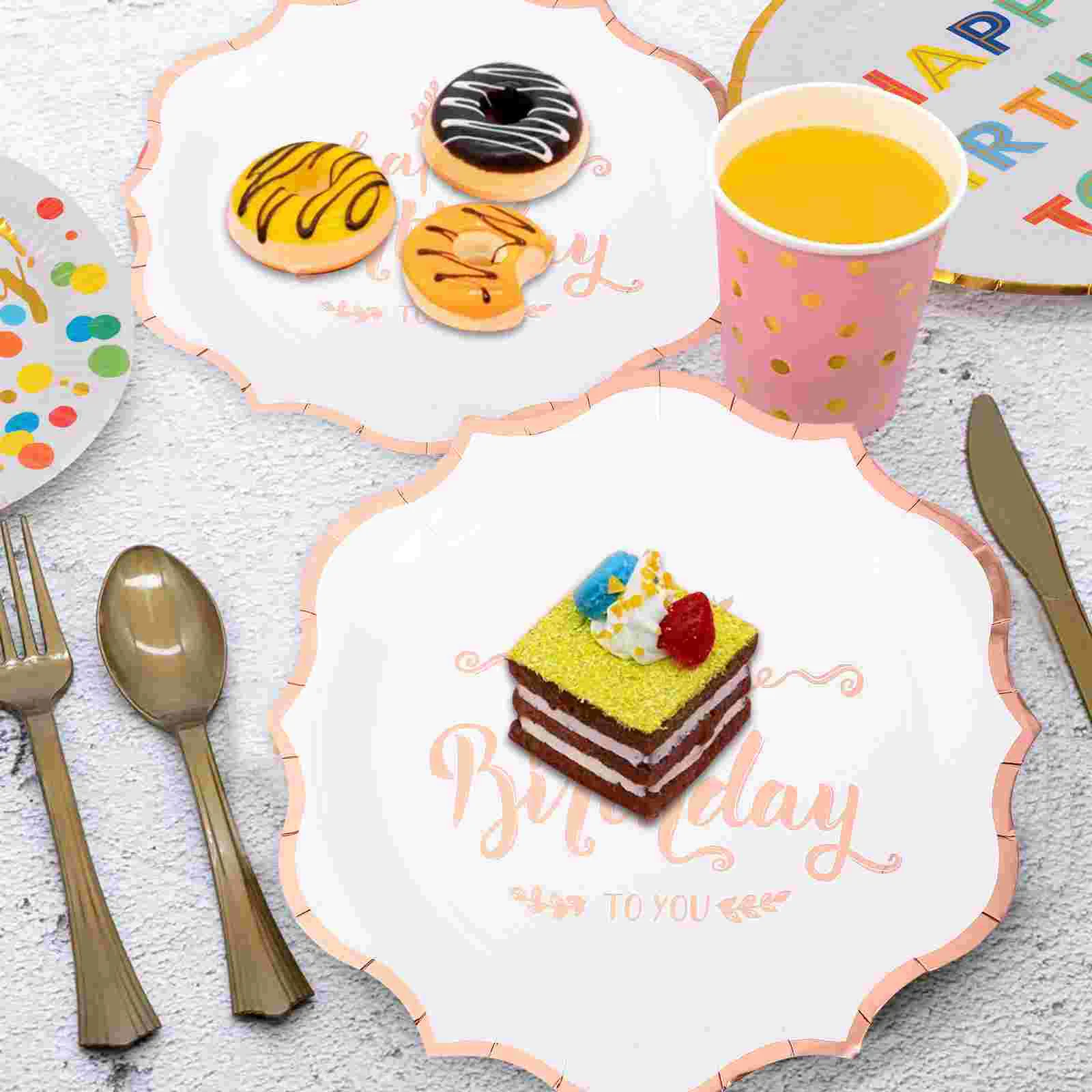 8 Pcs Cupcake Tray Birthday Party Paper Plates Hotel Bronzing White Trays Dinner