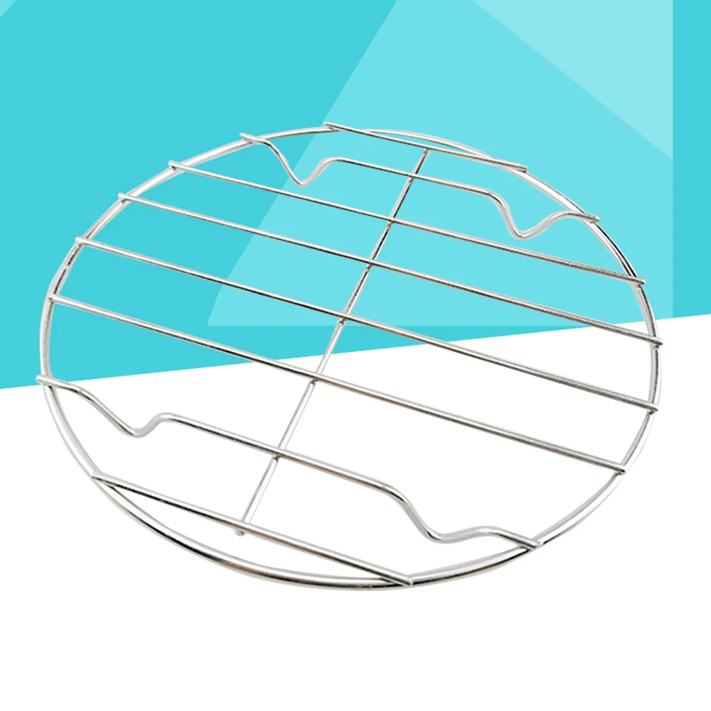 

Stainless Steel Meat Net Grilling Rack Round Portable Fish Vegetable Roast Rack Pizza Baking Rack - 20cm (Without Black Baking