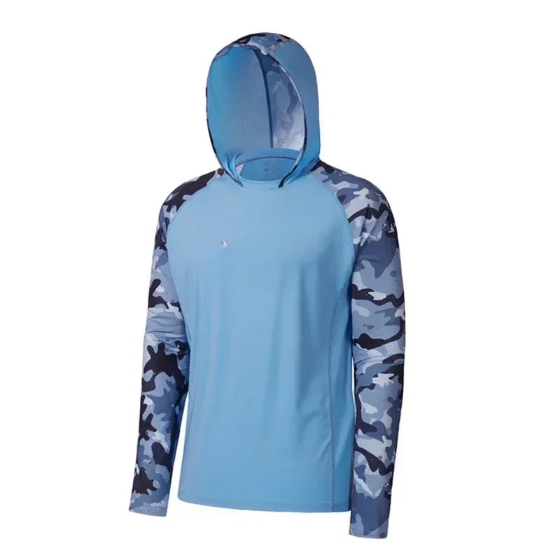 긴팔 낚시 셔츠 후드티 남성 UV 차단 의류 후드 코트 자외선 차단 통기성 속건 낚시 셔츠 (카미사 데 페스카)