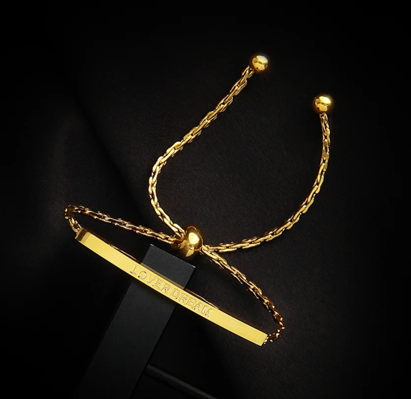 2022 new Adjustable Titanium steel non fading simple retro Engraved Bracelets for women Fashion Jewelry