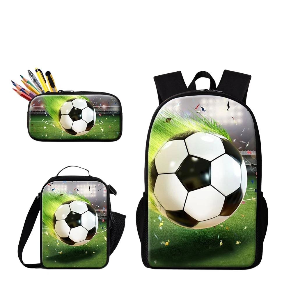 Funny Soccer Ball 3D Print Fashion SchoolBag with Pencil Case 3