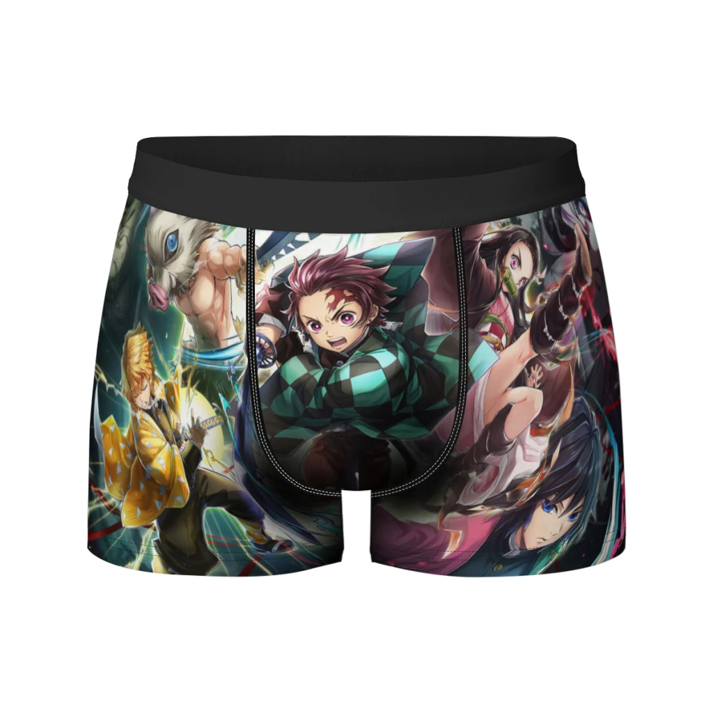 thumbnail image 1 of Ropa interior para hombre de seda de leche con diseño gráfico de Demon Slayer, bóxer para hombre, calzoncillos para hombre, calzoncillos tipo bóxer cortos, 1 of 5