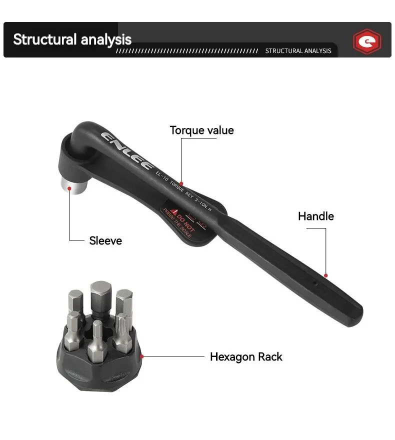 ENLEE Fahrrad Drehmomentschlüssel mit Bit Set Tragbare Kleine MTB Rennrad Inbusschlüssel Werkzeug Steckschlüssel Für Fahrrad Reparatur Kit – Detail 5