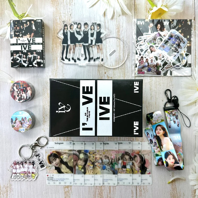 

NEW KPOP IVE Album Gift Box Photocards Stickers Tape Acrylic Stand Combination Kits WONYOUNG YUJIN LIZ REI Fans Collection Gift