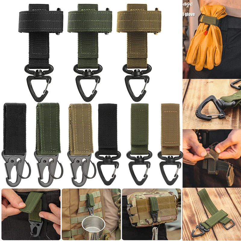 Tactical Gloves Hooks Nylon Gloves Webbing Belt Safety Clip Climbing Rope  Camping Hanging Buckle Military Molle D-Ring Carabiner