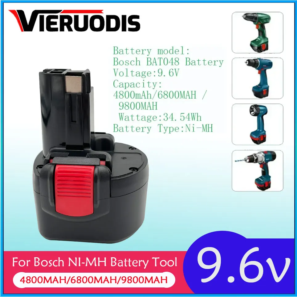 

For Bosch 9.6V 4.8AH 6.8AH 9.8AH Rechargeable Ni-MH Battery BAT048 BAT100 BAT119 BH984 BPT1041 GSR GDR Power Tools Battery