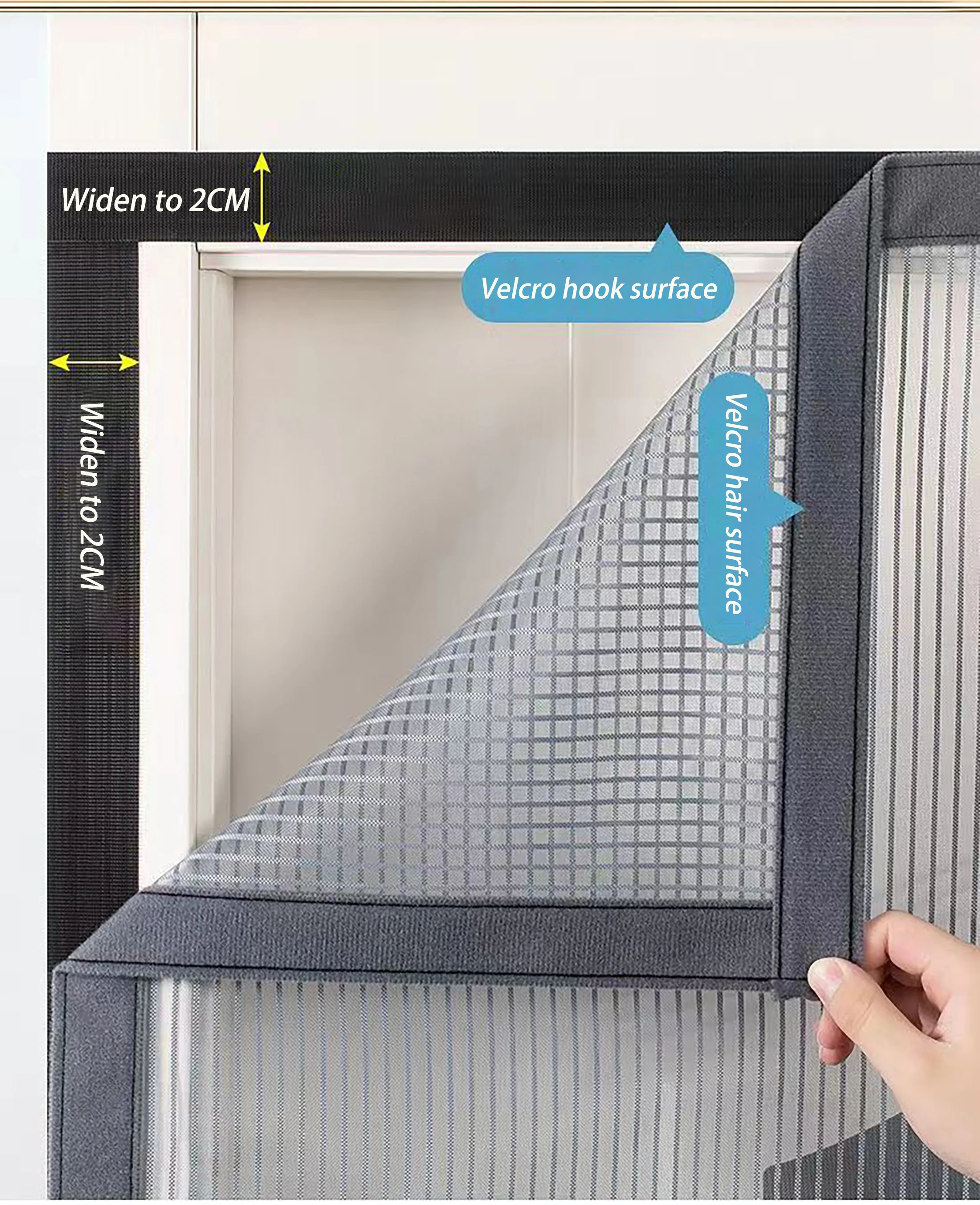 Description Picture 4 of itemZipper style diamond mesh mosquito net, door curtain, screen window, physical mosquito proof, multiple sizes can be customized