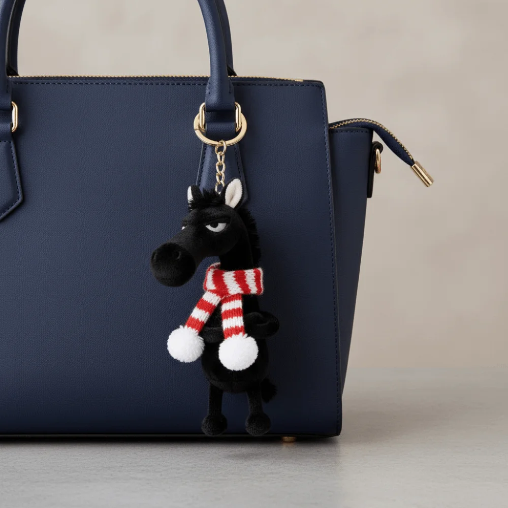 Exquisite Cartoon Horse Keychain Fantasy Style Craftsmanship Pony Plush Doll Pink Stuffed Simulation Horse Toy Christmas Gift