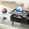 Wood Lift Top Coffee Table with Hidden Compartment and Large Storage Shelf, Café Tables 6