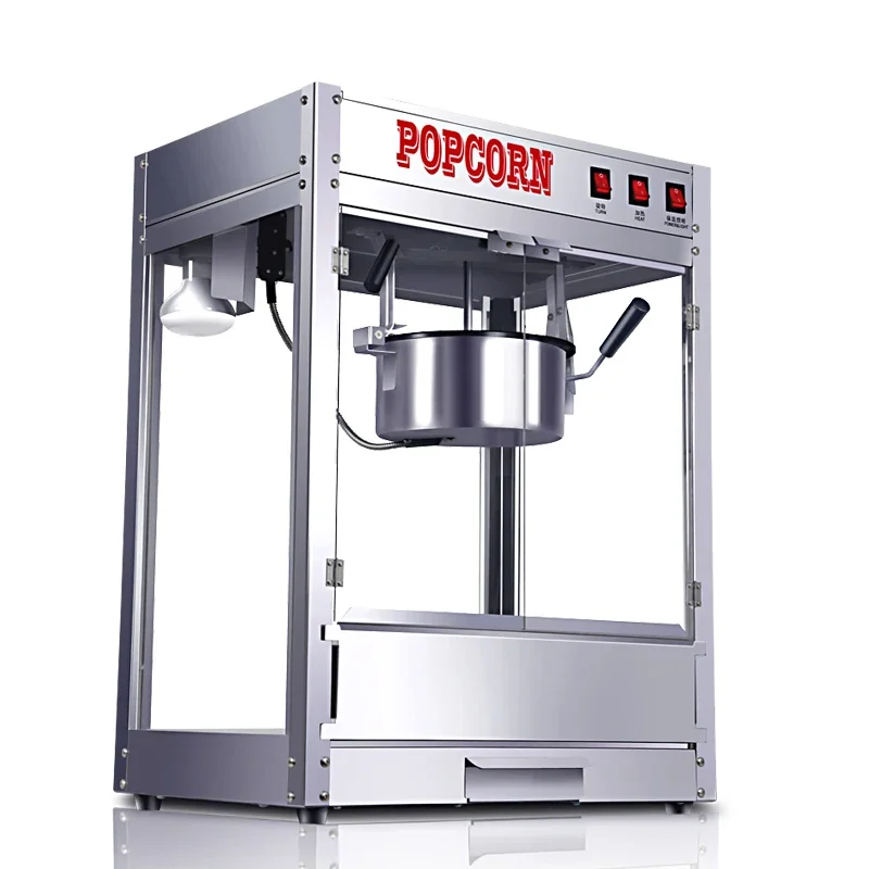 Commercial Popcorn Maker Electric Puffed Rice Maker 220v/Automatic Corn Popper Stainless Steel Professional Popcorn Machine