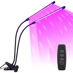 Indoor USB LED Plant Grow Light with Full Spectrum and Adjustable Timer - 10 Dimmable Levels for Hydroponic Garden or Greenhouse (2 Head USB-40LED)