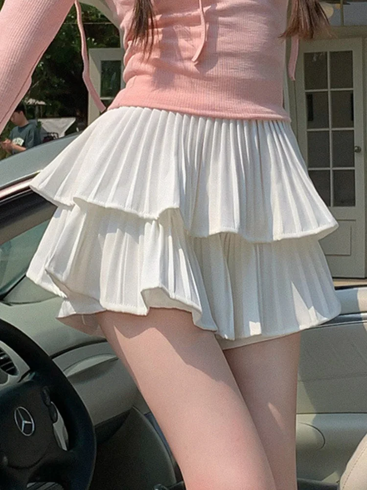 

Sexy High Waist Summer Pleated Skirt Women White Black Pink Casual Kawaii Mini Girls TennisVintage Skort Clothes