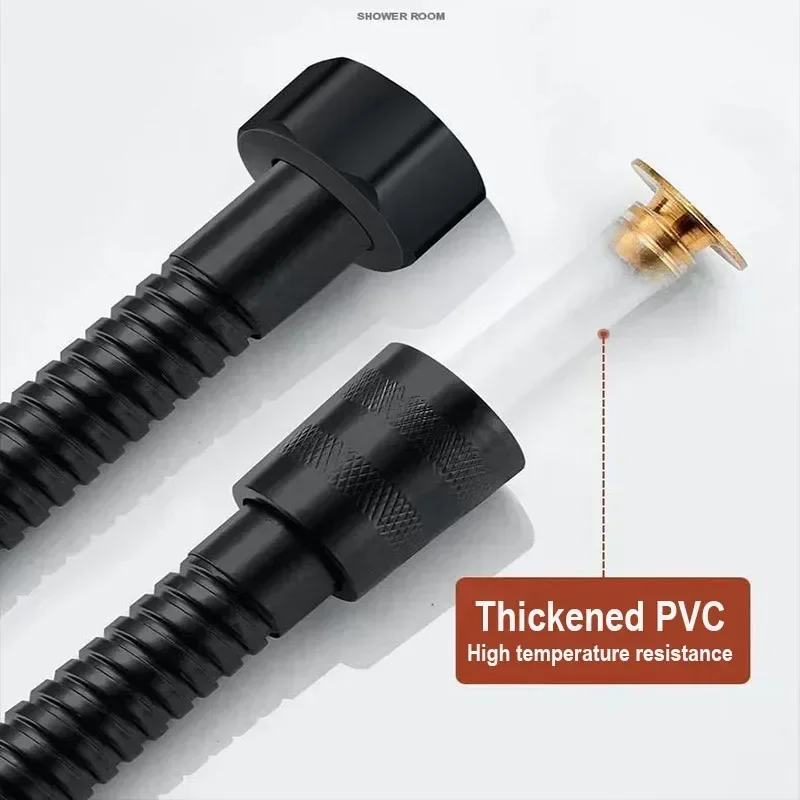 1.5/2M Shower Hose Stainless Steel Shower Pipe Black/silver Bathroom Supplies Tube Pvc Bath Faucet Replacement Parts Fixture