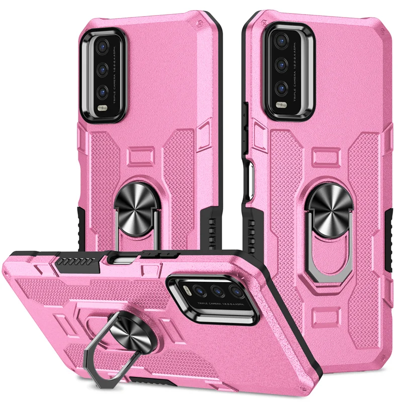 Shockproof Armor Phone Case with Magnetic Holder Ring and Enhanced Protection
