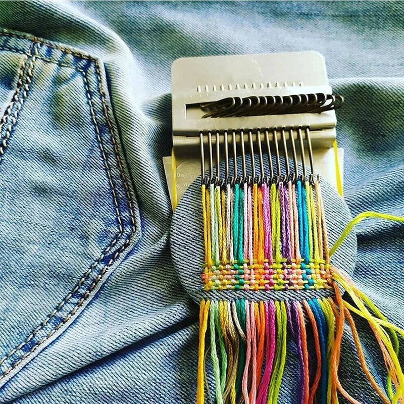 NUBECOM Mini Darning Loom Jeans Clothes Stitching Mending Machines Handcraft Textile Tools Darning Machine DIY Apparel Sewing