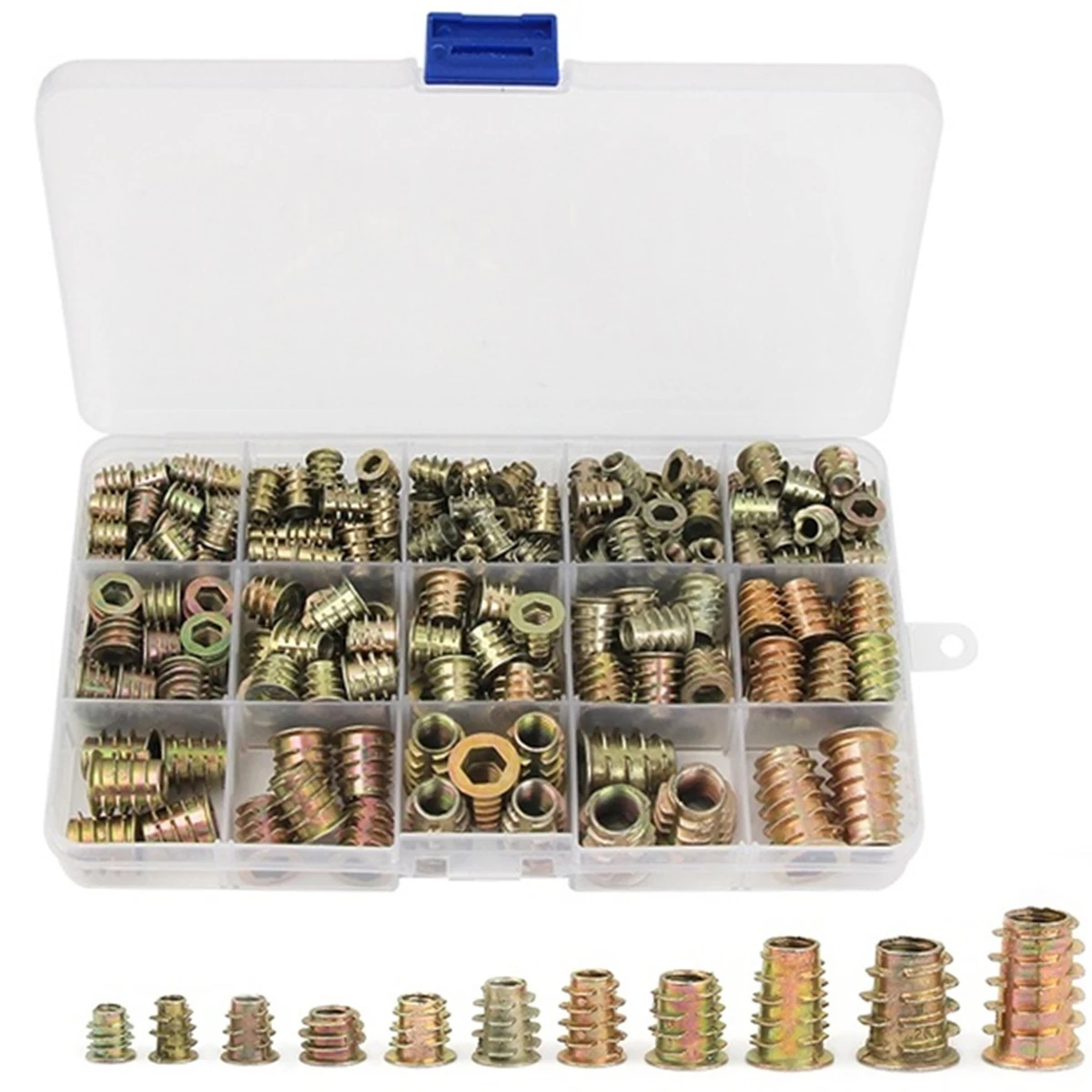 Assorted Nut Bolt Flanged Hex Drive Head Furniture Nuts M4 M6 M8 M10 Zinc Alloyl Thread for Wood Zinc Alloy Insert Sets 230PCS screw bolt nut set hex nuts assortment kit