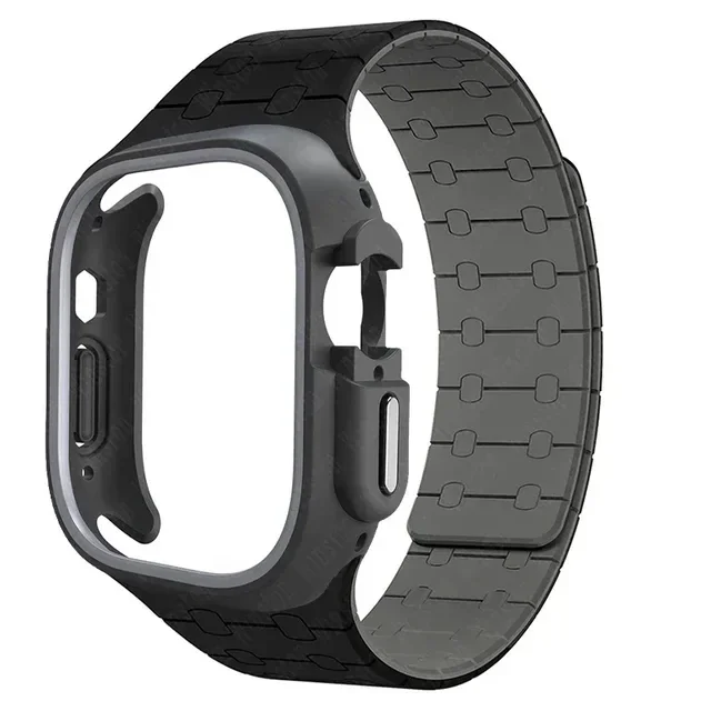 حافظة من البولي يوريثان + حزام سيليكون لساعة أبل ا...