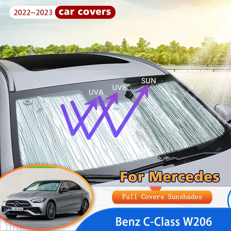 

For Mercedes Benz C-Class W206 2022 2023 2024 Car Window Windshield Sunshades Protect Reflector Sun Shade Sun Visor Accessories