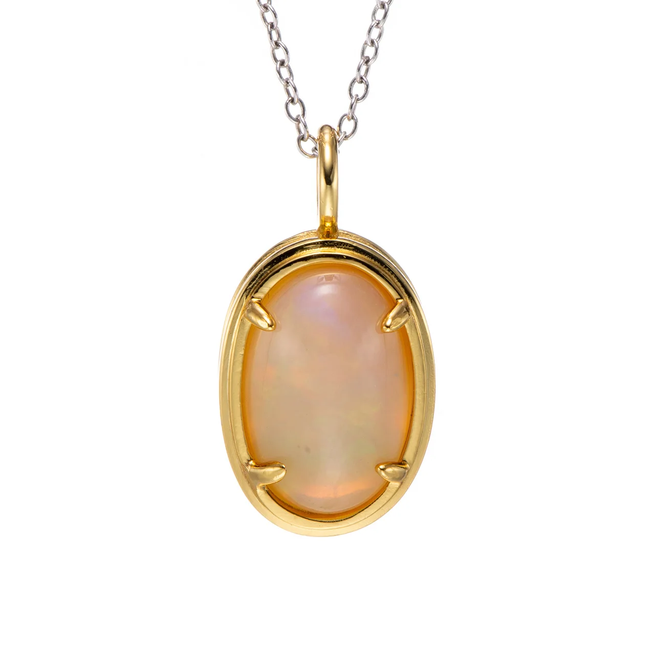 

4.01ct 10x15mm Opal 18k Yellow Gold Over Sterling Silver Pendant with Chain 4.01ctw