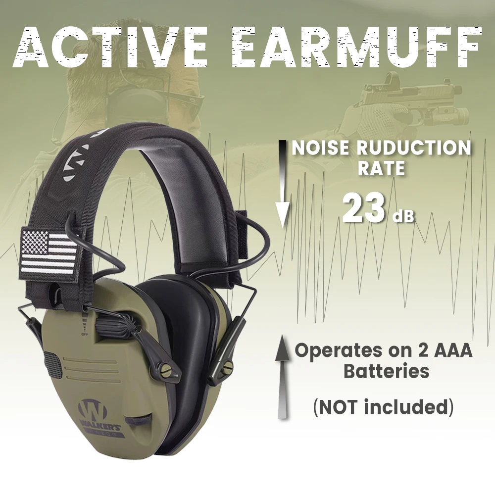 Electronic Shooting Ear Protection Muffs Outdoor Sport Professional Hunting  Ear Defender with NRR 23 dB 2X Flag Patches AliExpress