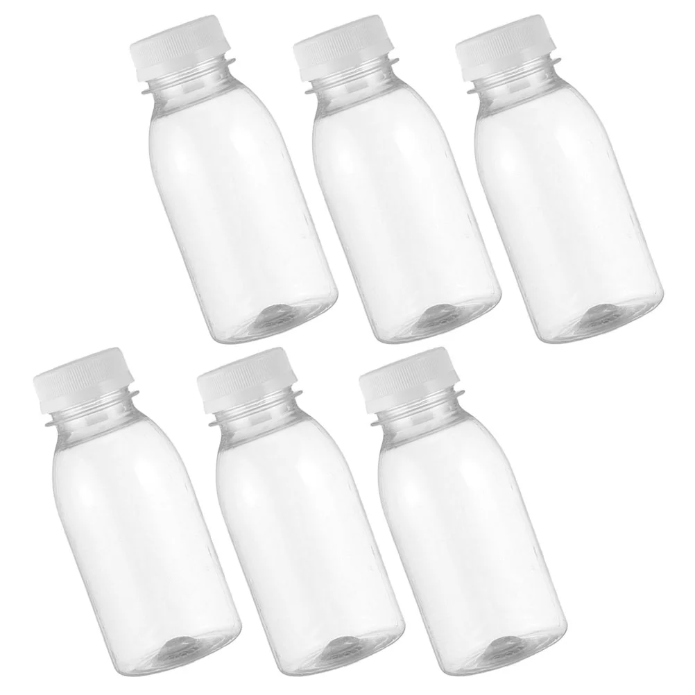 

6 Pcs Clear Juice Bottles 100 Small Milk Food Containers with Lids Mini Plastic The Pet