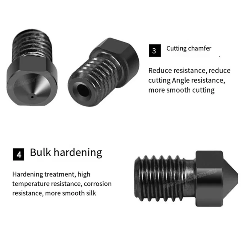 M6x1 Thread E3D Nozzle Super Hardened Steel Corrosion-Resistant High Temperature Die Steel Nozzle 1.75mm 3D Printer Parts