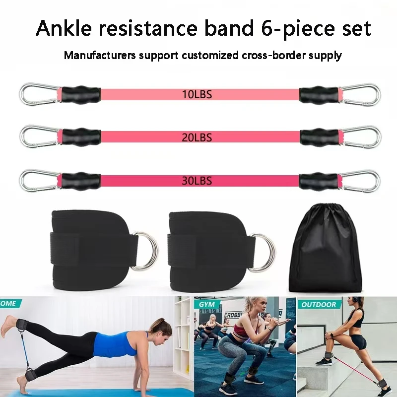 6-teiliges Bein-Widerstandsband-Set für Hüftkrafttraining, Laufen, Fitness, Knöchel-Widerstandsband, Yoga, Gesäßtraining, elastische Fitnessbänder für Krafttraining, Drei-Röhren-Beintraining-Widerstandsband, Bein-Widerstandsband – Detail 8