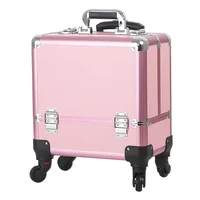 Aluminum Alloy Trolley Makeup Box Large-capacity Portable Texture Tool Box Semi-color Professional Trolley Cosmetic Case 1