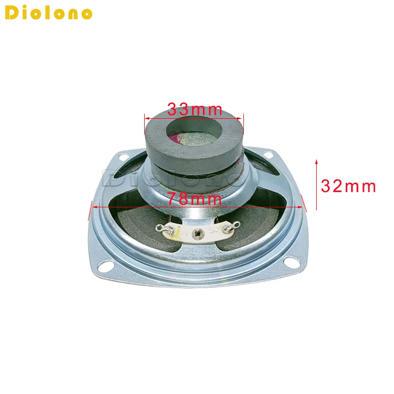 4 Ohm 3W Loudspeaker 78MM 3 Inch Square Speaker 32MM Double External Dual Magnetic Silvery Bright Cap Foam Edge