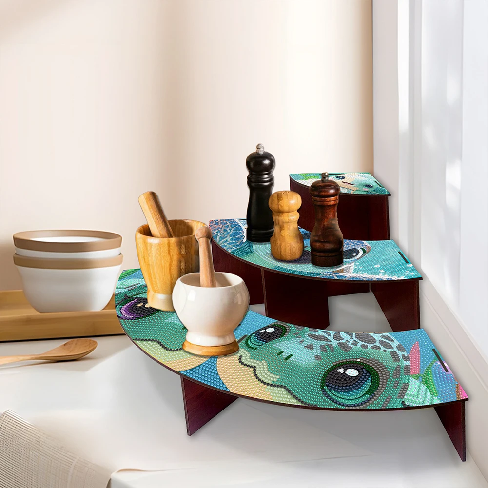 3 Tier Wood Turtle DIY Diamond Painting Storage Holder for Home Study Office