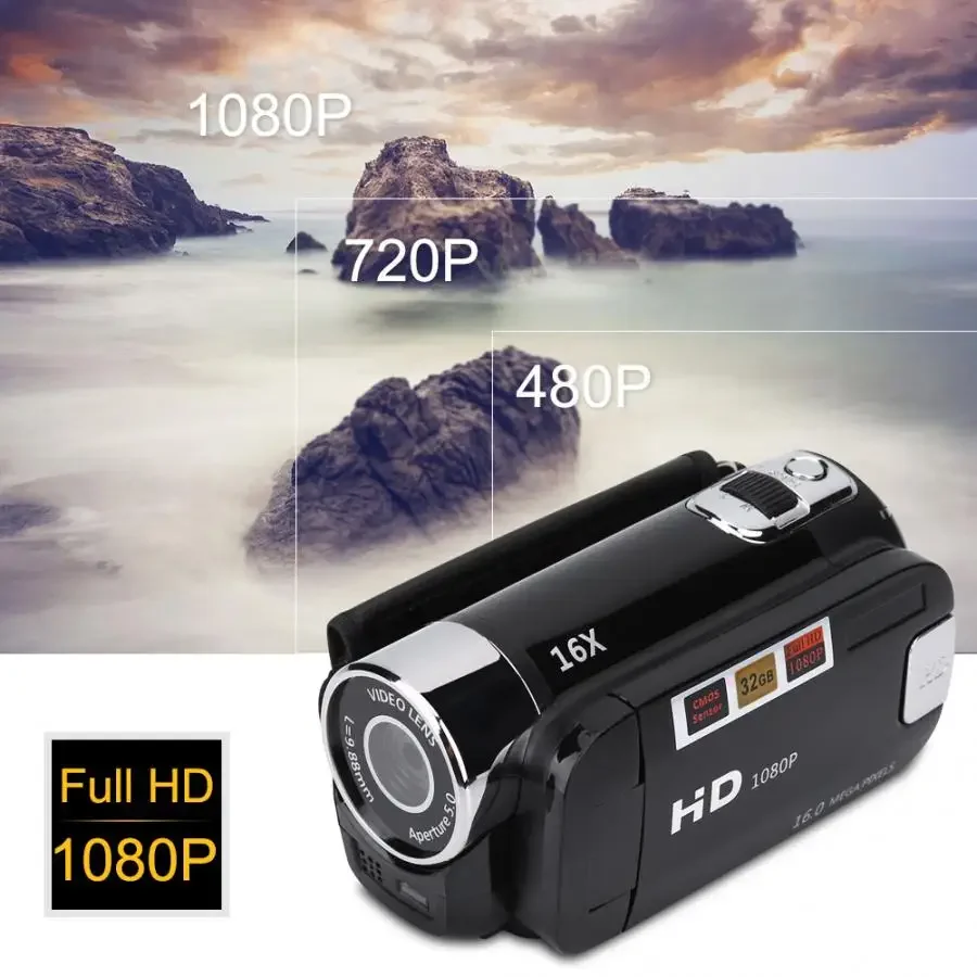 Video Camcorder 720P Full HD 16MP DV Camcorder Digital Video Camera 270 Degree Rotation Screen 16X Night Shoot Zoom